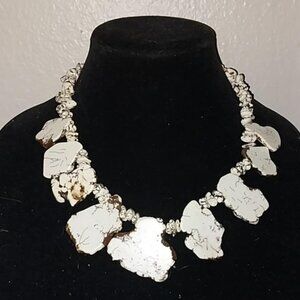 20" Howlite Sterling Silver (BUFFALO TURQUOISE ) Slab Necklace
